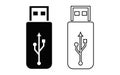 Two distinct usb flash drive icons presented on a clean white background for digital use Royalty Free Stock Photo