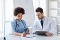 Two doctors meeting at hospital office Royalty Free Stock Photo