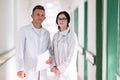 Doctors Walking in Hospital Hallway Royalty Free Stock Photo
