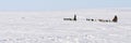 Two dog teams in the Arctic. The mushers on the traditional Chukchi sled.