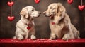 Two dogs celebrate Valentine& x27;s Day, show love for each Royalty Free Stock Photo