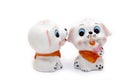 Two dogs ceramic figurine