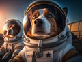 Two dogs dressed as astronauts Royalty Free Stock Photo