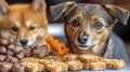 Two dogs eagerly awaiting treats Royalty Free Stock Photo