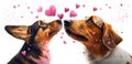 Two dogs and flying hearts. Valentine& x27;s Day, love. Couple, relationship. Postcard, greeting card design. Generative Royalty Free Stock Photo
