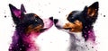 Two dogs are kissing. Watercolor effect. Valentine's Day, love. Couple, relationship. Postcard, greeting card design Royalty Free Stock Photo