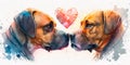 Two dogs love each other, cats kiss, print for you Generative AI