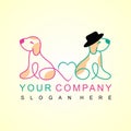 Two dogs in love logo design