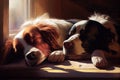 two dogs napping on a warm, sunny day