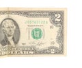 Two dollar bill close Royalty Free Stock Photo
