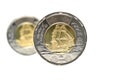 Two dollar coins isolated Royalty Free Stock Photo
