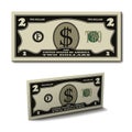 Two dollar paper bill banknote