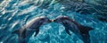 Two dolphins kissing in crystal clear water Royalty Free Stock Photo