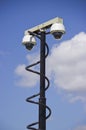 Two dome surveillance cameras