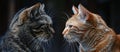 Two domestic cats facing each other in a relaxed and affectionate interaction Royalty Free Stock Photo