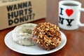 Two donuts and cup of coffee Royalty Free Stock Photo