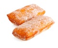 Two donuts in powdered sugar Royalty Free Stock Photo