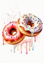 Two Donuts With Sprinng. Generative AI Royalty Free Stock Photo