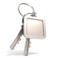 Two door keys and square blank label on ring Royalty Free Stock Photo