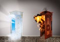 Two doors to heaven and hell. Royalty Free Stock Photo