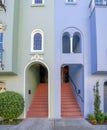 Two doorsteps with bricks and stylish entrance at California