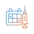 Two dose vaccination gradient linear vector icon