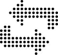 Two dotted arrows are pointing in opposite directions, forming a dynamic visual suggesting opposing forces, choices, or