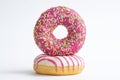 Two doughnuts on white background Royalty Free Stock Photo
