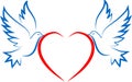 TWO DOVE AND HEARTS