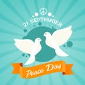 Two Dove Peace Day Holiday Poster Royalty Free Stock Photo