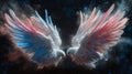 Two Doves in Cosmic Flight, Pink Blue White Feathers Royalty Free Stock Photo