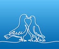 Two doves logo. White on blue gradient background Royalty Free Stock Photo