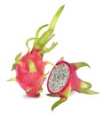 Two dragon fruit  on white background. Royalty Free Stock Photo