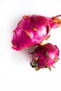 two dragon fruit on a white background, tropical Royalty Free Stock Photo