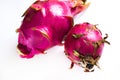 Two dragon fruit on a white background, tropical