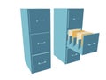 Two dressers with drawers and documents in blue Royalty Free Stock Photo