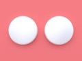Two-dual white circle 3d render pink background minimal abstract background