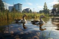 Two ducks floating on lake Royalty Free Stock Photo