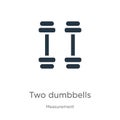 Two dumbbells icon vector. Trendy flat two dumbbells icon from measurement collection isolated on white background. Vector Royalty Free Stock Photo