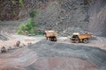 Two dumper trucks in a quarry Royalty Free Stock Photo