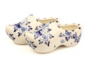 Two Dutch ceramic Delft Blue wooden shoes Royalty Free Stock Photo