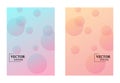 Two dynamic template in soft colors with gradient effect. Pattern with pink, blue, lilac circles. Royalty Free Stock Photo
