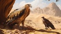Two Eagles Perched on Desert Rocks Under Bright Sunlight Royalty Free Stock Photo