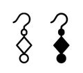 Earring illustration icon, outline and silhouette versions Royalty Free Stock Photo