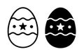 Easter egg illustration icon, outline and silhouette style Royalty Free Stock Photo