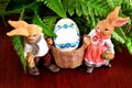 Two Easter rabbits and basket with Easter egg Royalty Free Stock Photo