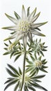 Two Edelweiss flowers (Leontopodium alpinum) isolated over white Royalty Free Stock Photo