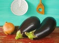 Two eggplants Royalty Free Stock Photo
