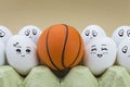 Two eggs is affectionately regarded a basketball ball Royalty Free Stock Photo