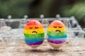 Two eggs are colored in the colors of the rainbow as a flag of g Royalty Free Stock Photo